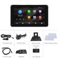 7-inch HD wired wireless media player with universal mounting supports on a dashboard