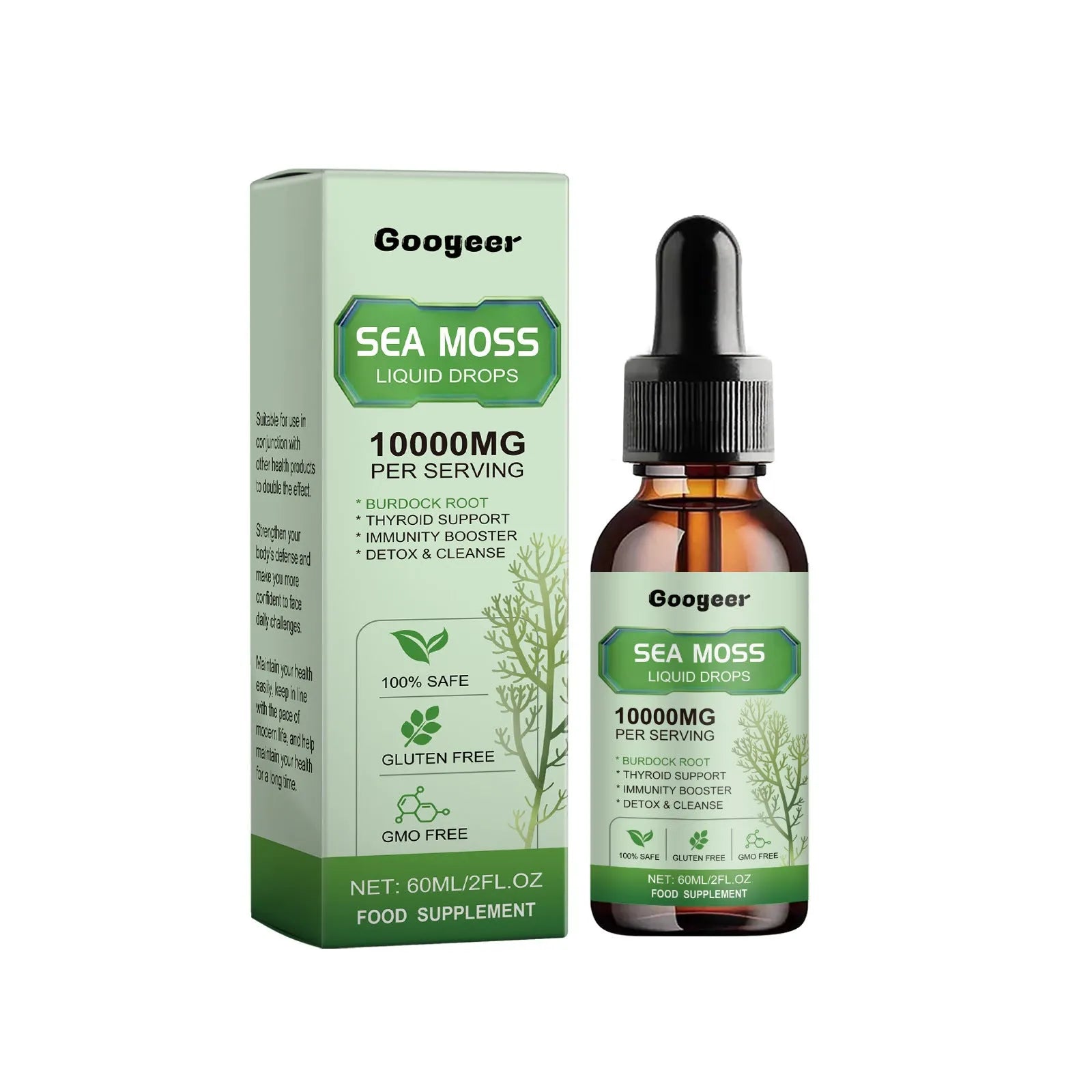 Sea moss liquid drops 60ml body treatment bottle with traditional Chinese medicine extract
