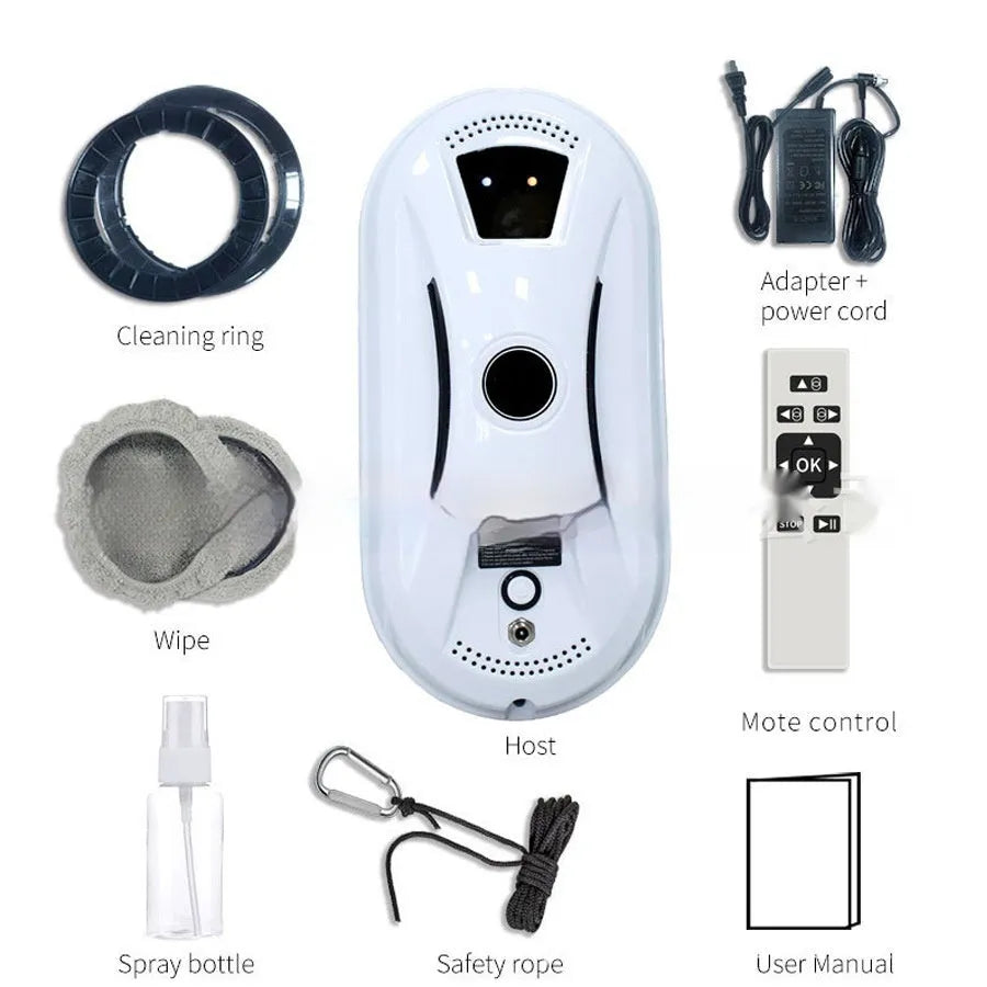 White automatic window cleaning robot HCR-02 with remote control, 28cm x 13cm