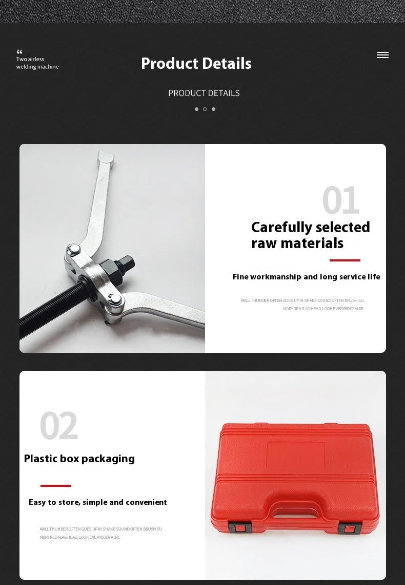 16-piece alloy and plastic inner bearing puller set with slip hammer stripping attachment for automobile repair, model BL1039