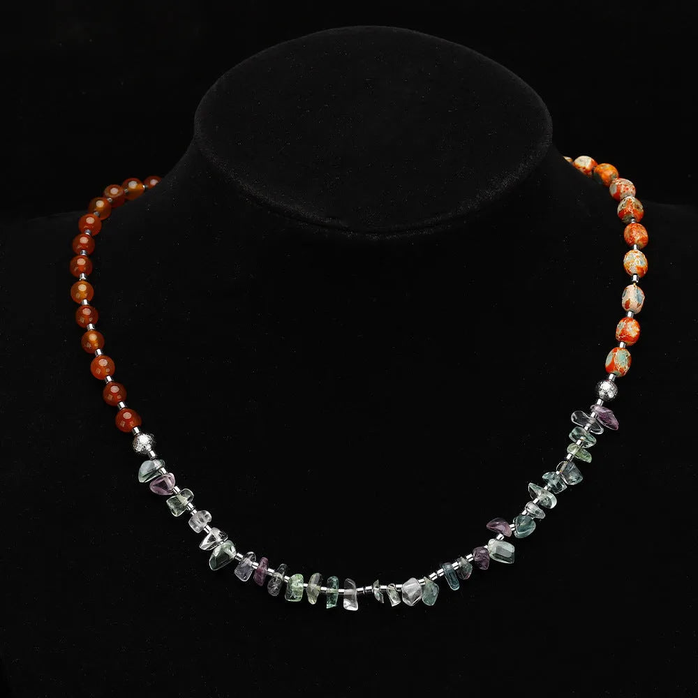 Hand-woven round agate beads bracelet in 3791 colour with geometric design and texture elements