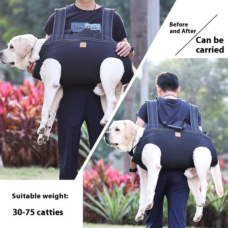 Black soft Oxford cloth dog backpack for medium to large pets in three size options
