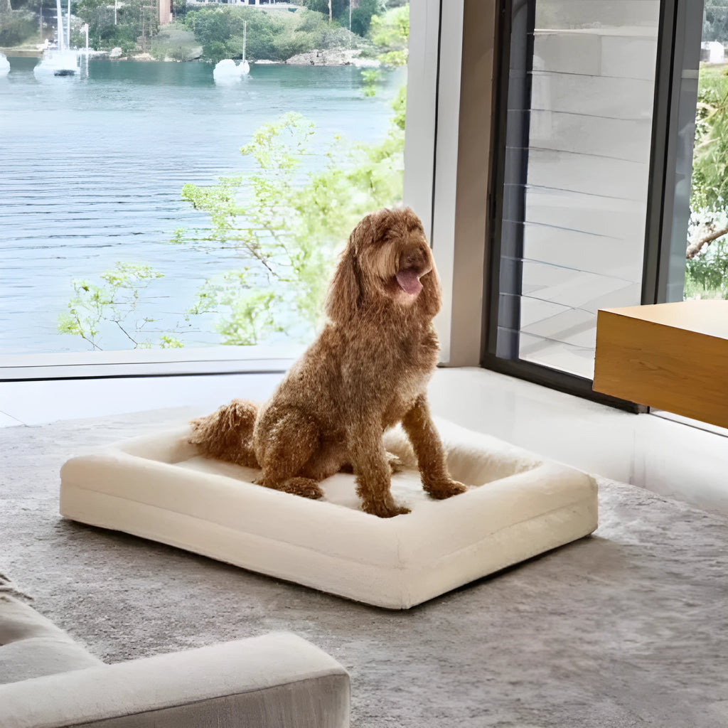 Rectangular pet sofa bed with thickened mattress, cloth cover, in a colour option suitable for dogs