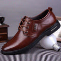 Men's casual leather shoes with cowhide upper, rubber sole, black colour, stitching details