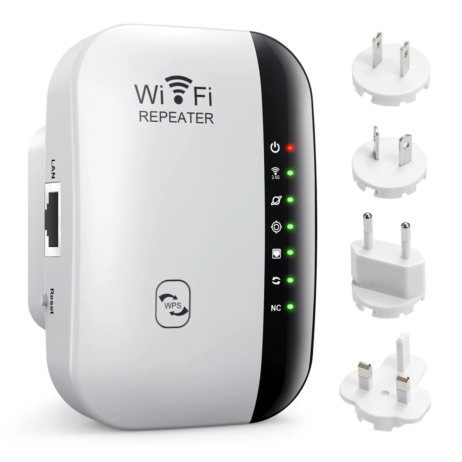 WiFi network extender with 10km range, WPS button, 2.4GHz, ABS body, black colour