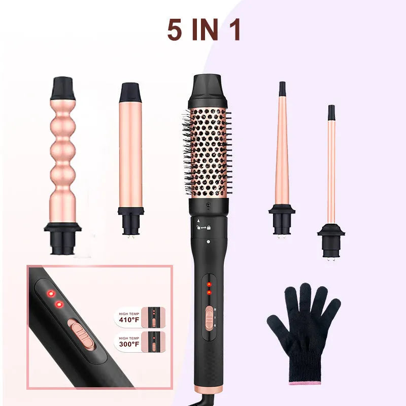 Three-tube water wave hair curler styling tool with straightening function and wired power supply