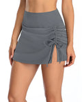 Women's solid colour lace-trimmed casual swimming trunks in briefs style