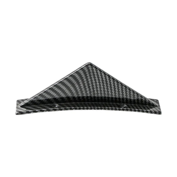 Four 150mm triangular ABS car rear spoilers on a bright black and carbon fibre background.