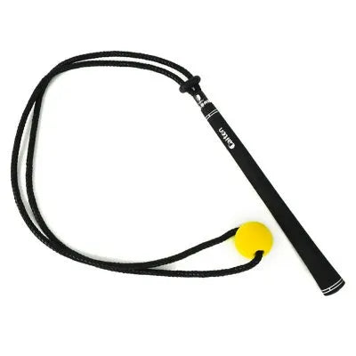 Black silicone elastic golf swing correction training rope approximately 2 metres long
