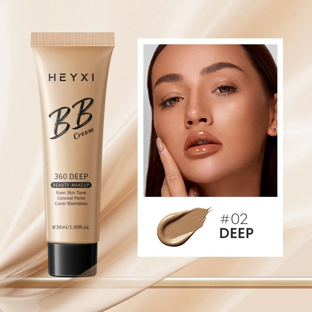 Waterproof sweatproof BB cream tube in four colour options for universal skin types