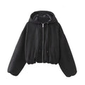 Women's white suede hooded casual jacket on a hanger