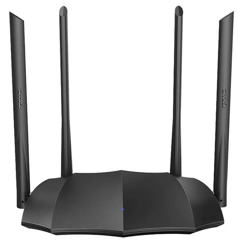 Dual-band wireless router with three gigabit LAN ports and compact design