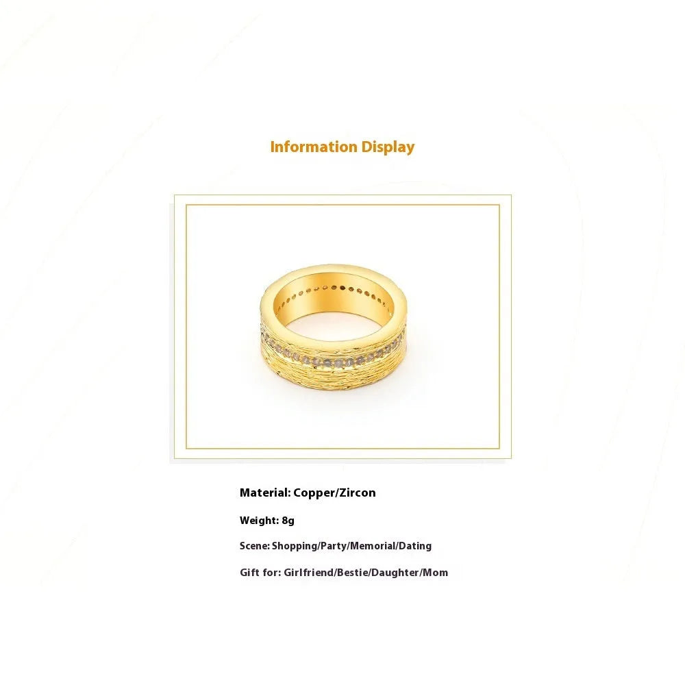 Gold geometric copper zircon ring for women on a white background.
