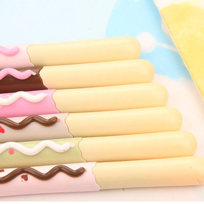 Realistic chocolate bar biscuit design plastic gel pen with 0.38mm tip and black erasable ink.