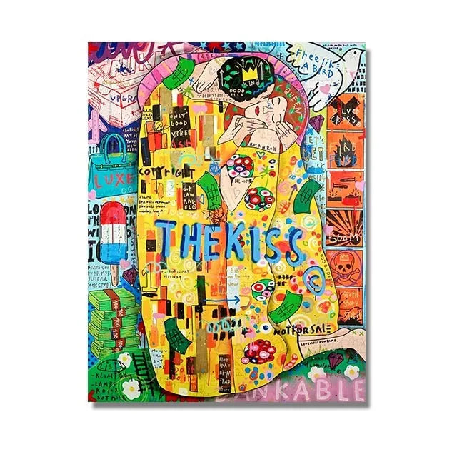 Graffiti abstract street poster canvas spray painting frameless wall art