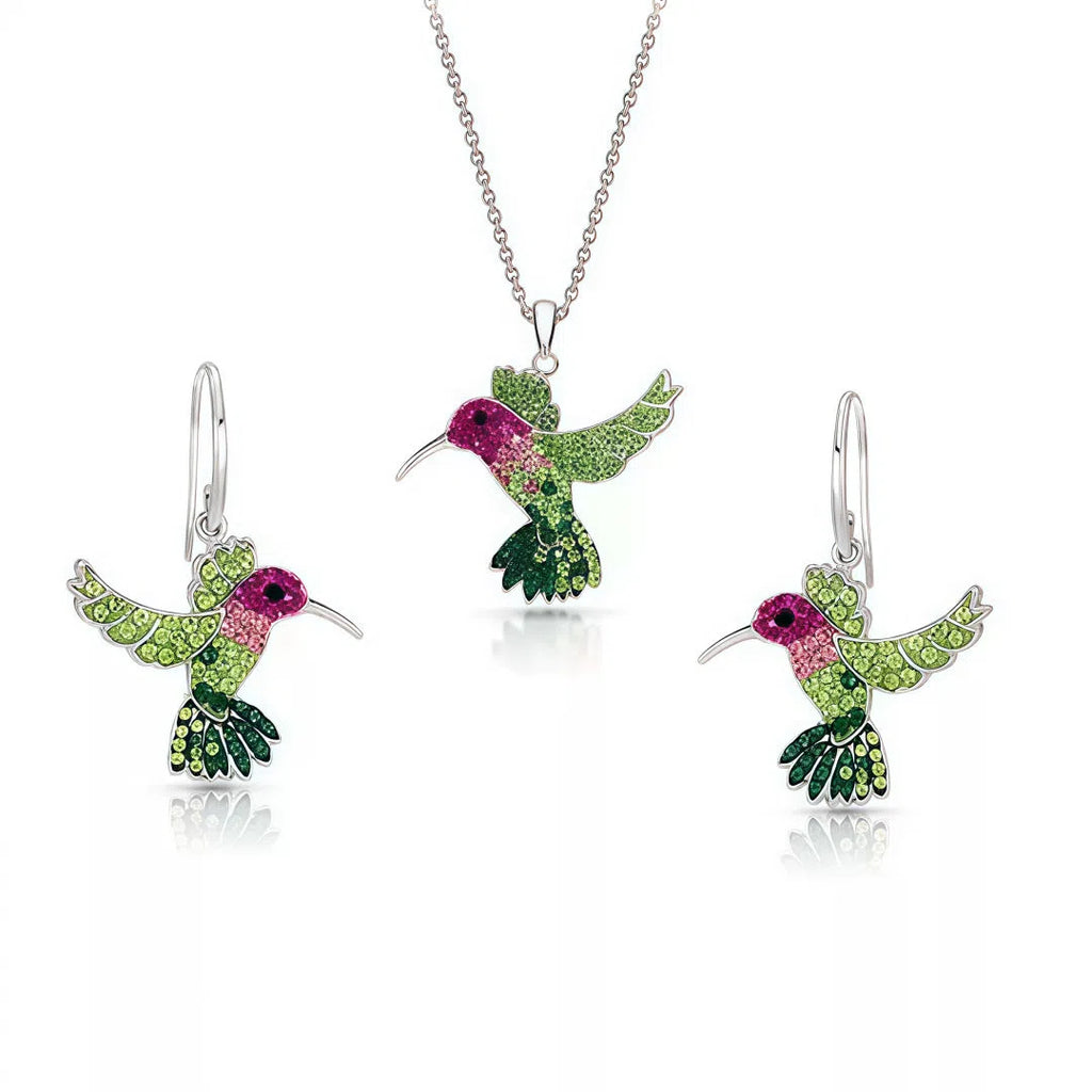 European retro colorful hummingbird shape alloy earrings with electroplated finish for women