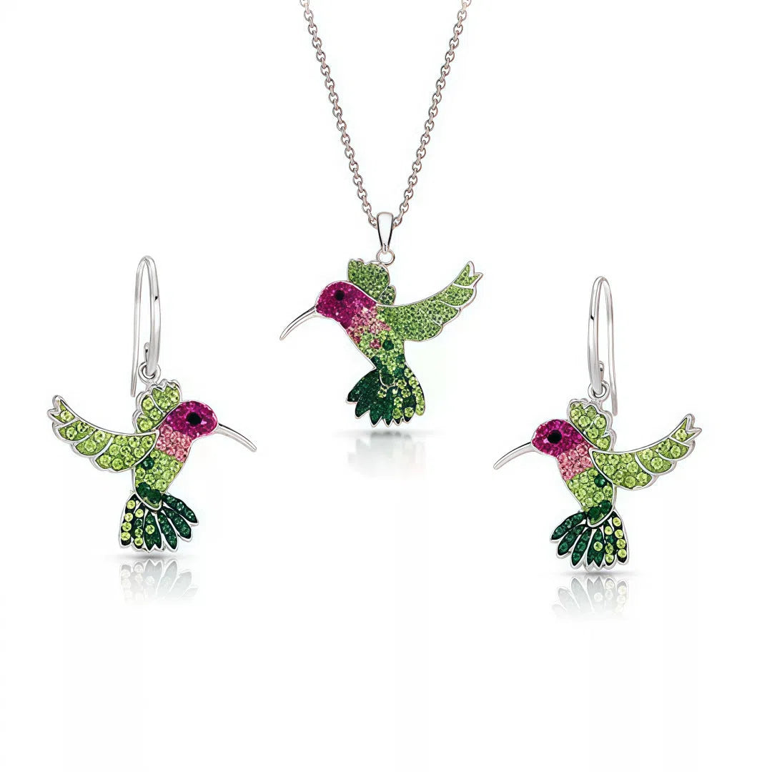 European retro colorful hummingbird shape alloy earrings with electroplated finish for women