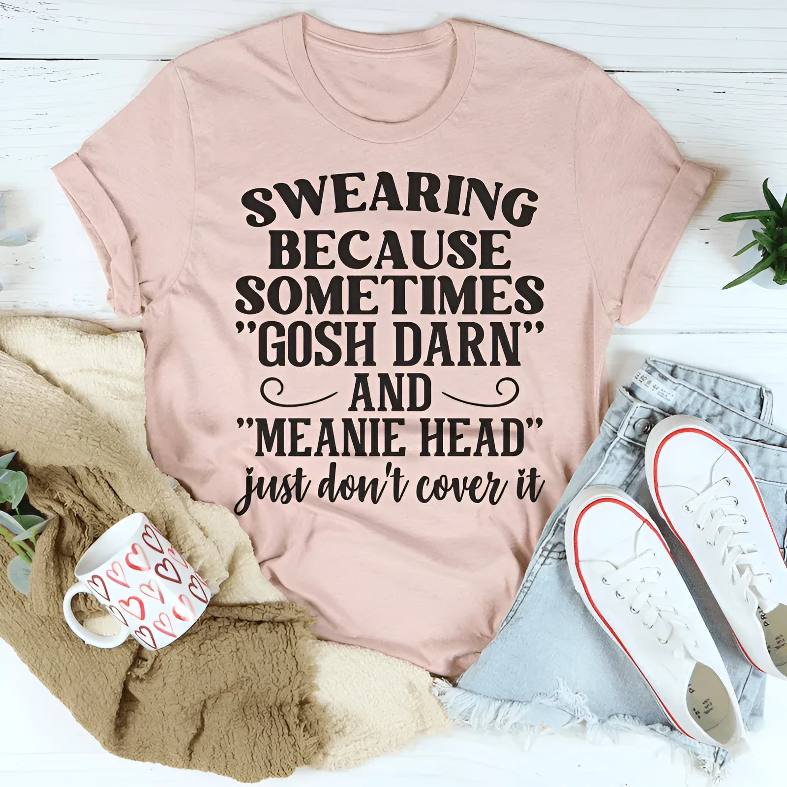 Pink printed polyester couple t-shirt with short sleeves and straight cut casual style
