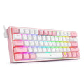 White pink mechanical keyboard with RGB backlighting and multimedia function keys