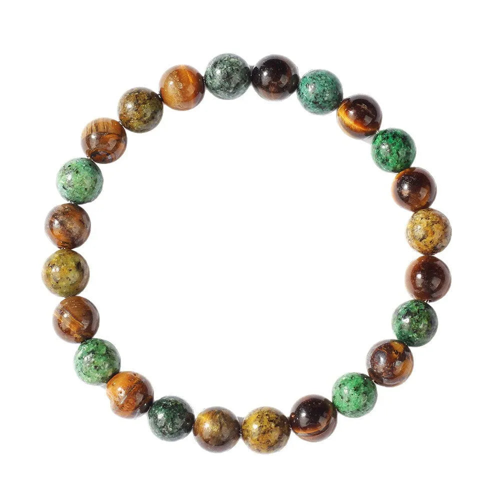 Handmade tigereye stone bracelet with antique floral design and adjustable cord fastening