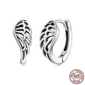 Vintage S925 sterling silver wings ear clip earrings for women, silver colour, clip-on style with retro wings design