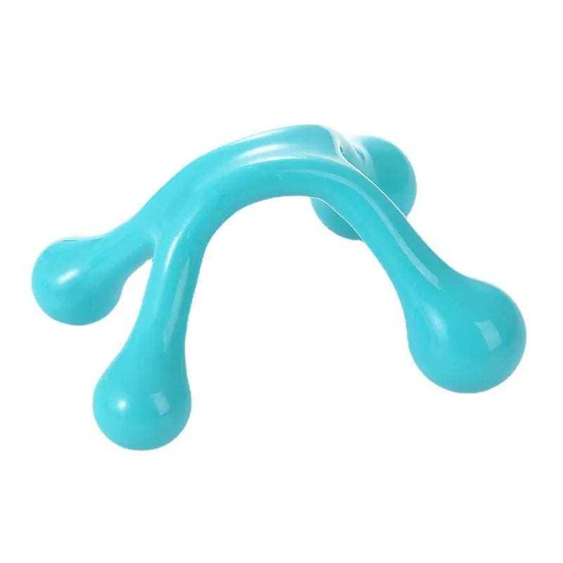 Plastic four-leg meridian scraping massager in dark blue, approximately 12cm by 11cm by 6cm