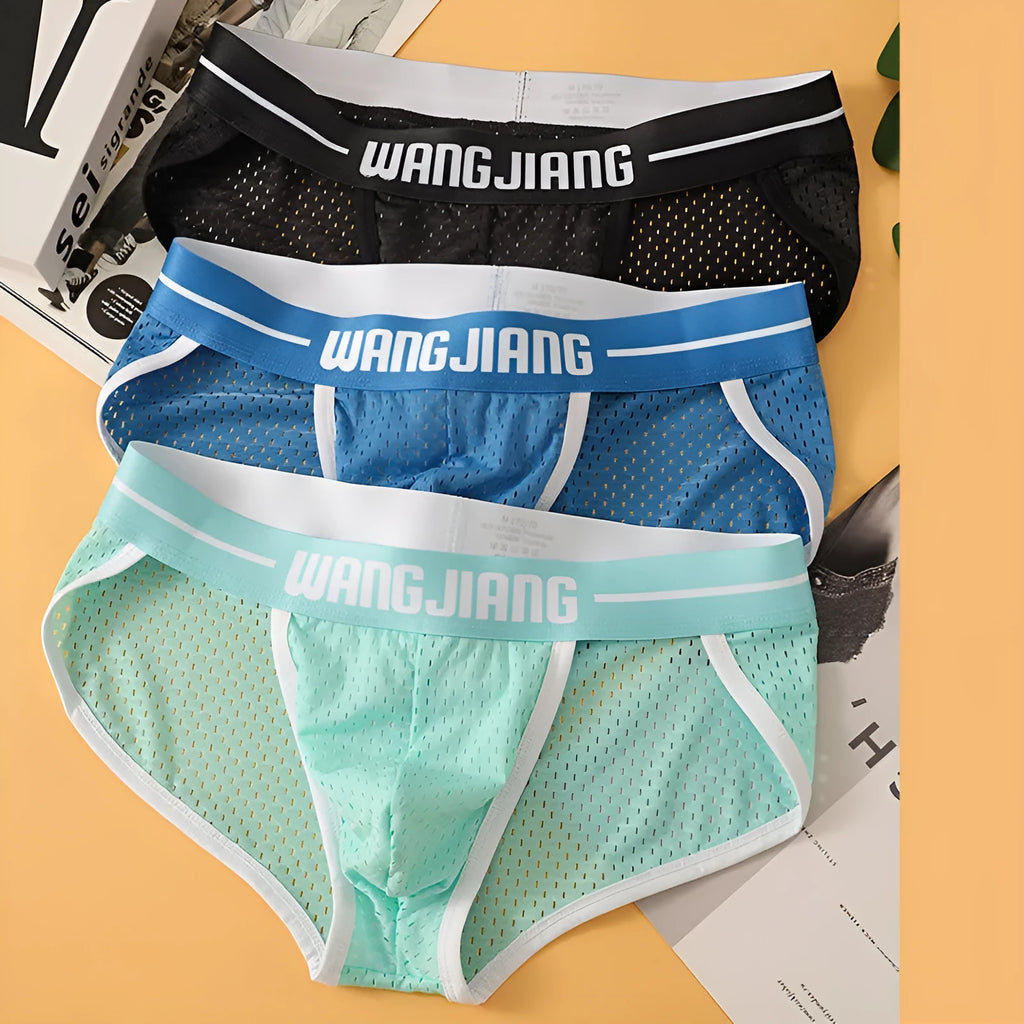 Men's ice silk mesh triangle underwear in solid colours with quick-drying breathable design