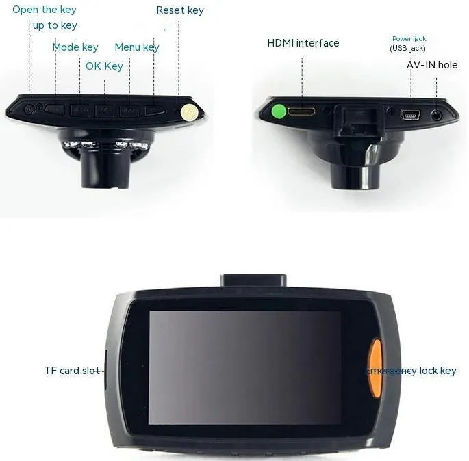 G30 HD car DVR dual camera system with front and rear recording capability