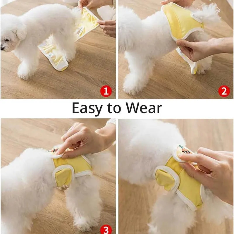 Washable reusable dog physiological pants for female dogs in heat – leakproof breathable pet diaper in pink with reinforcing pads