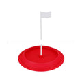 Green rubber putter plate for indoor golf putting practice, 16cm diameter.