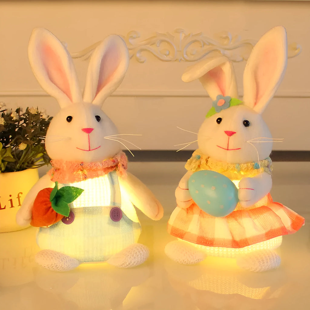Easter cartoon rabbit tabletop decoration cloth padded cotton plastic 11x11x24cm luminous