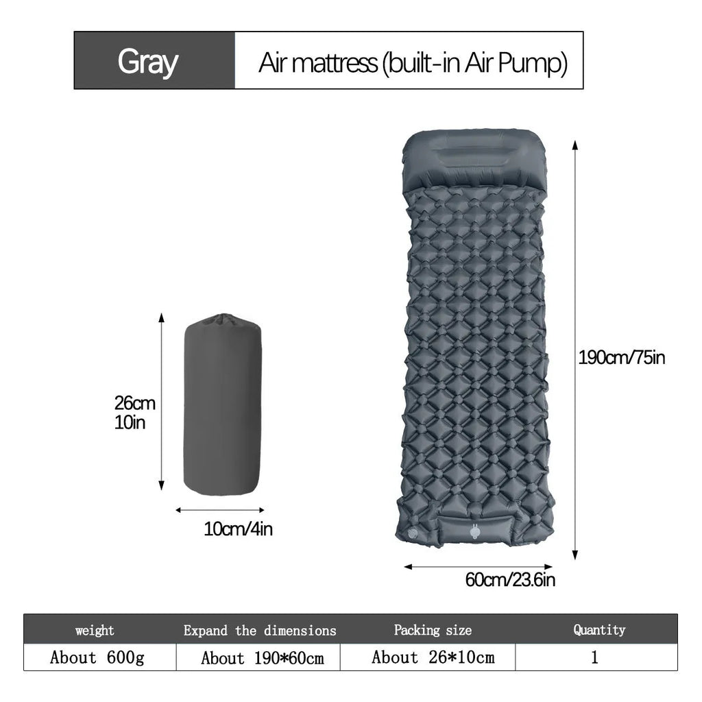 Single diamond TPU inflatable mattress 190x60x5cm with foot pillow in Army Green