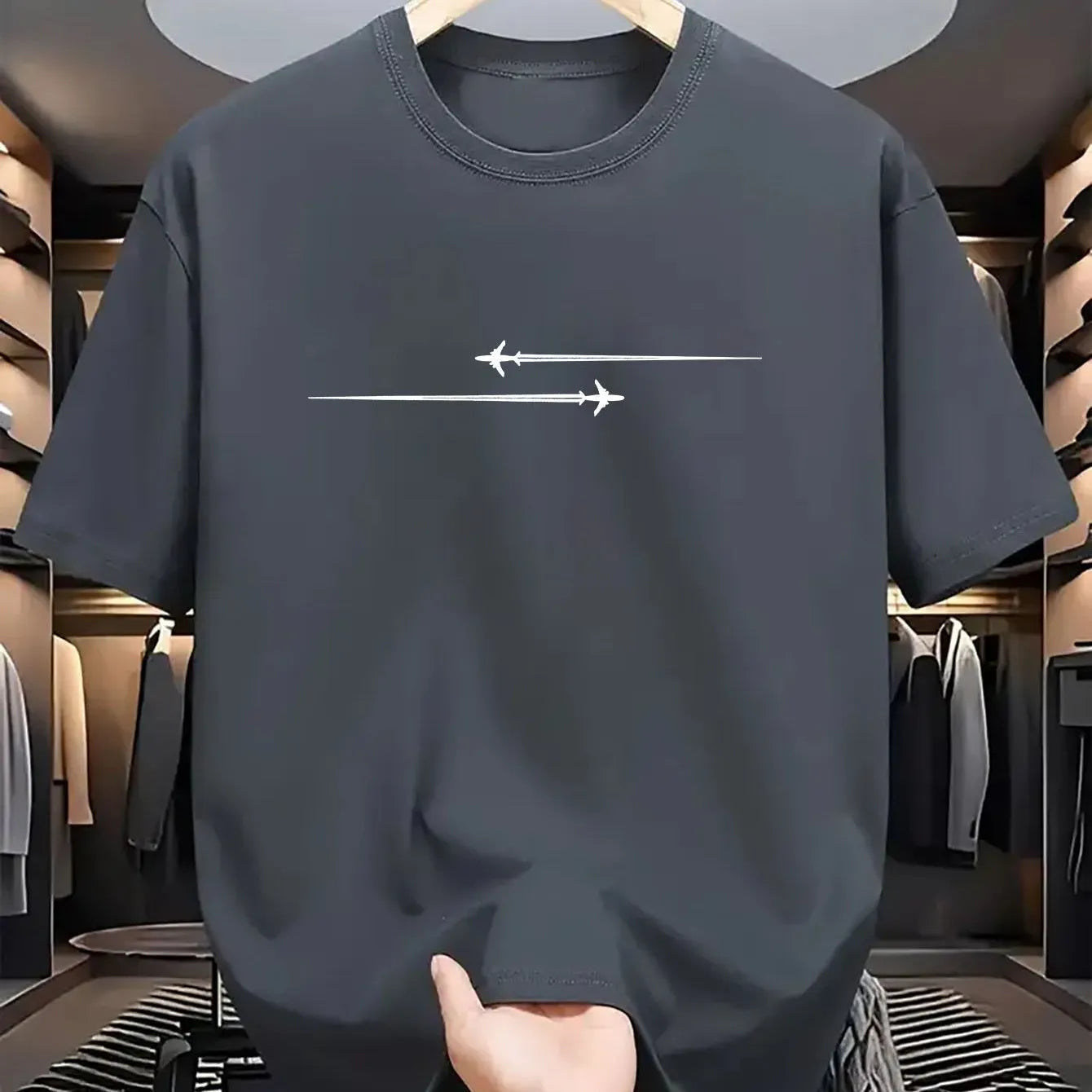Loose fit cotton blend sports t-shirt in multiple colours on a hanger.