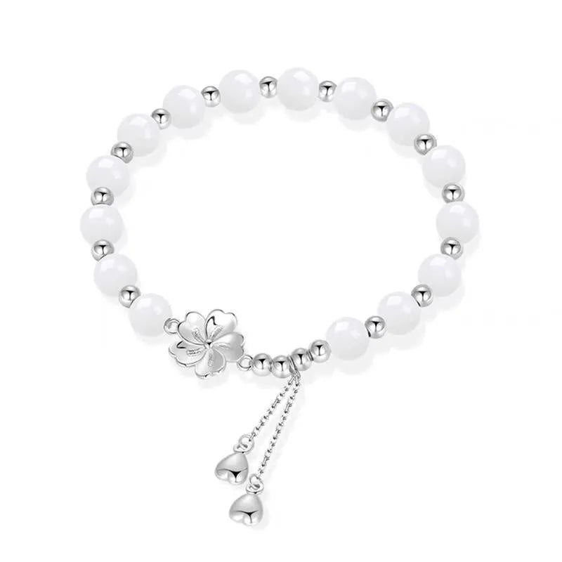 New Chinese style couple bracelet with resin floral beads in camellia, lotus and peach blossom designs