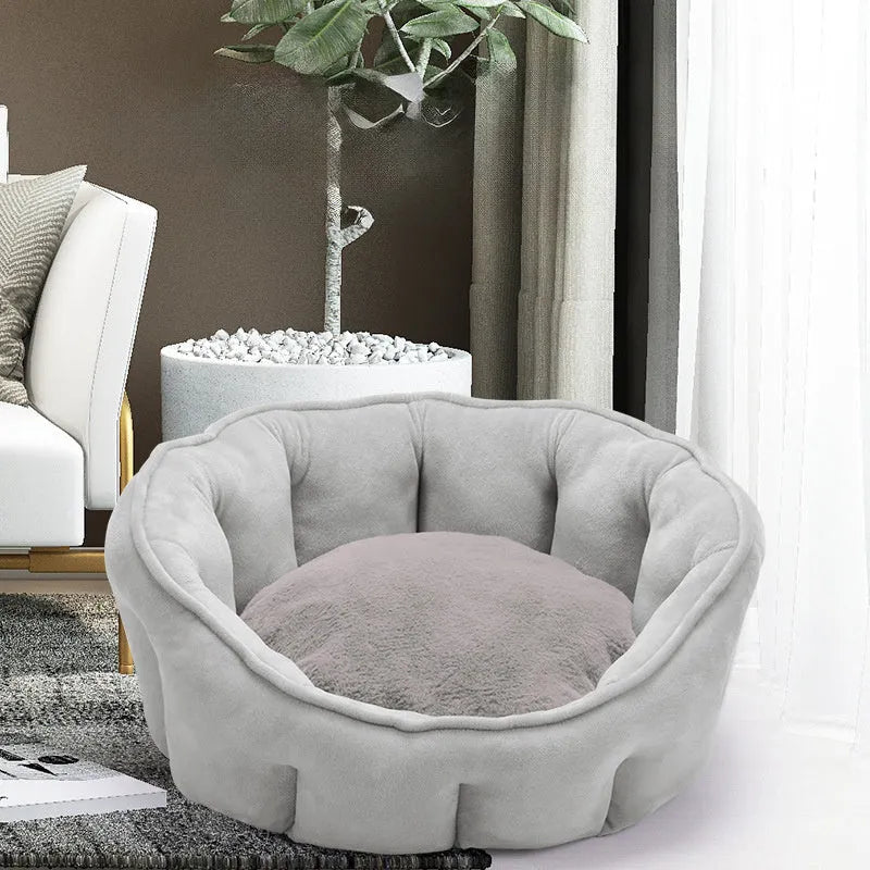 Plush thickened kennel mat cat house measuring 46x46x23cm in grey, green, pink or yellow colours