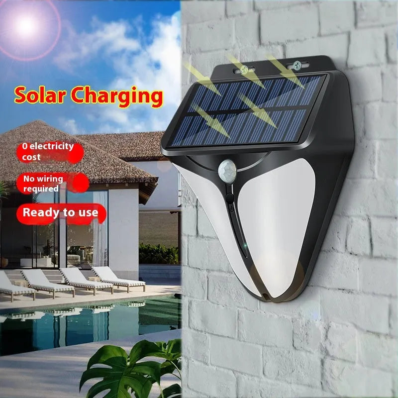 Heart-shaped binocular solar wall lamp with motion sensor for outdoor courtyard lighting