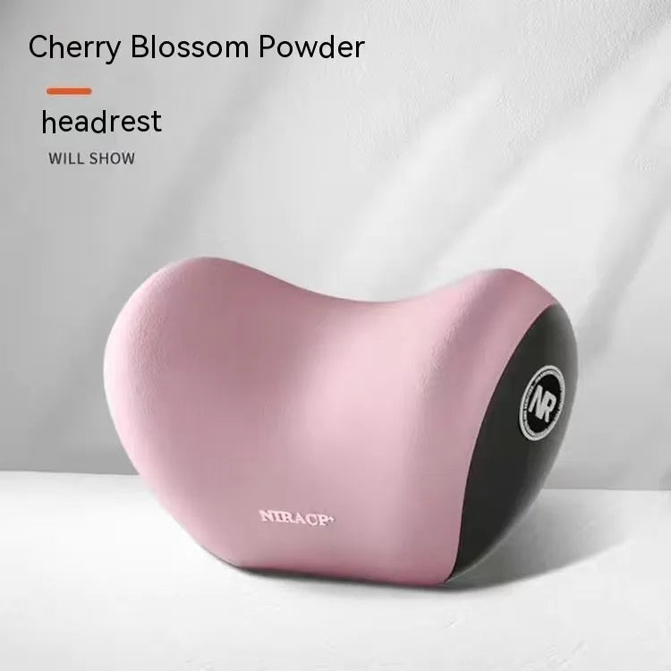 Black memory foam car headrest and lumbar support pillow set with milk silk cover.