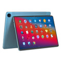 10 inch bare metal blue business tablet pc with screen, shown alongside included charger and accessories.