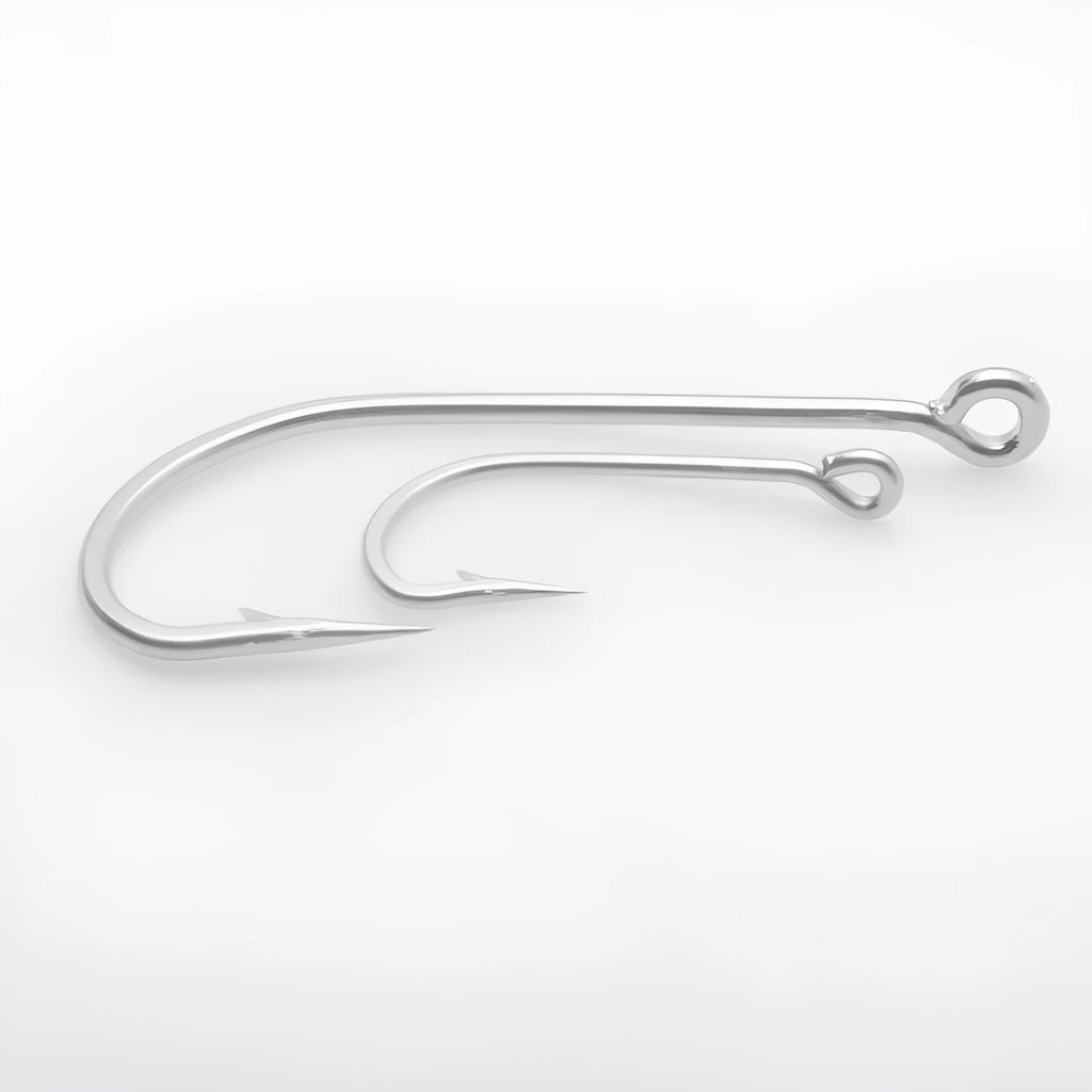 Pack of stainless steel alloy sea fishing hooks for ocean boat fishing, showing multiple hook styles.