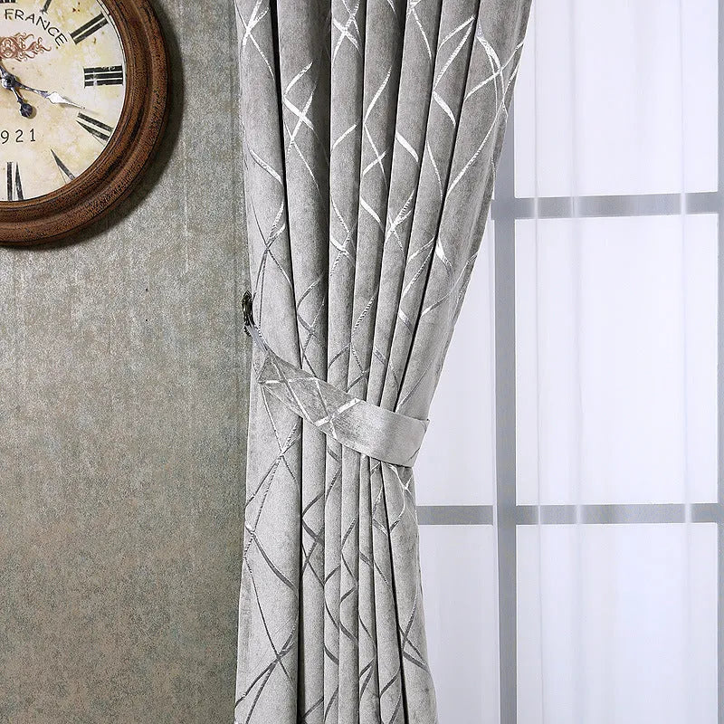 Modern chenille blackout curtain in solid colour with jacquard texture