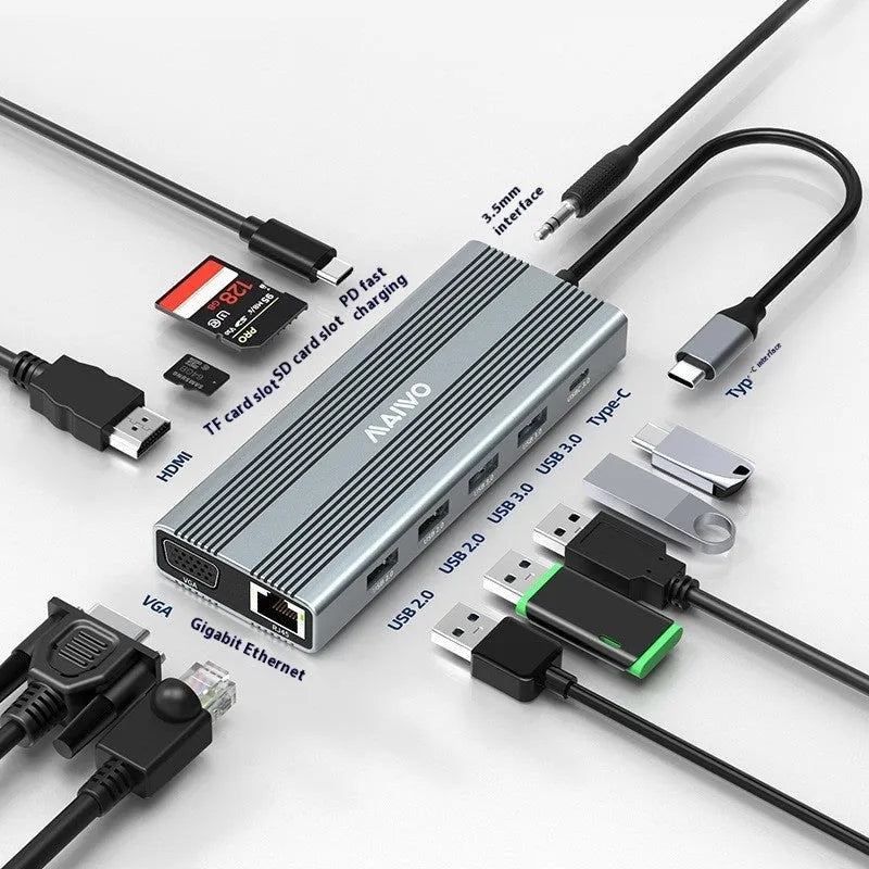 Aluminium alloy Steam Deck docking station with HDMI, ethernet, and USB ports.