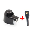 Black plastic rear wiper cover nozzle for Volkswagen Tiguan and Golf models.