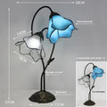American retro classical table lamp with glass lotus flower head in choice of twelve colours and styles