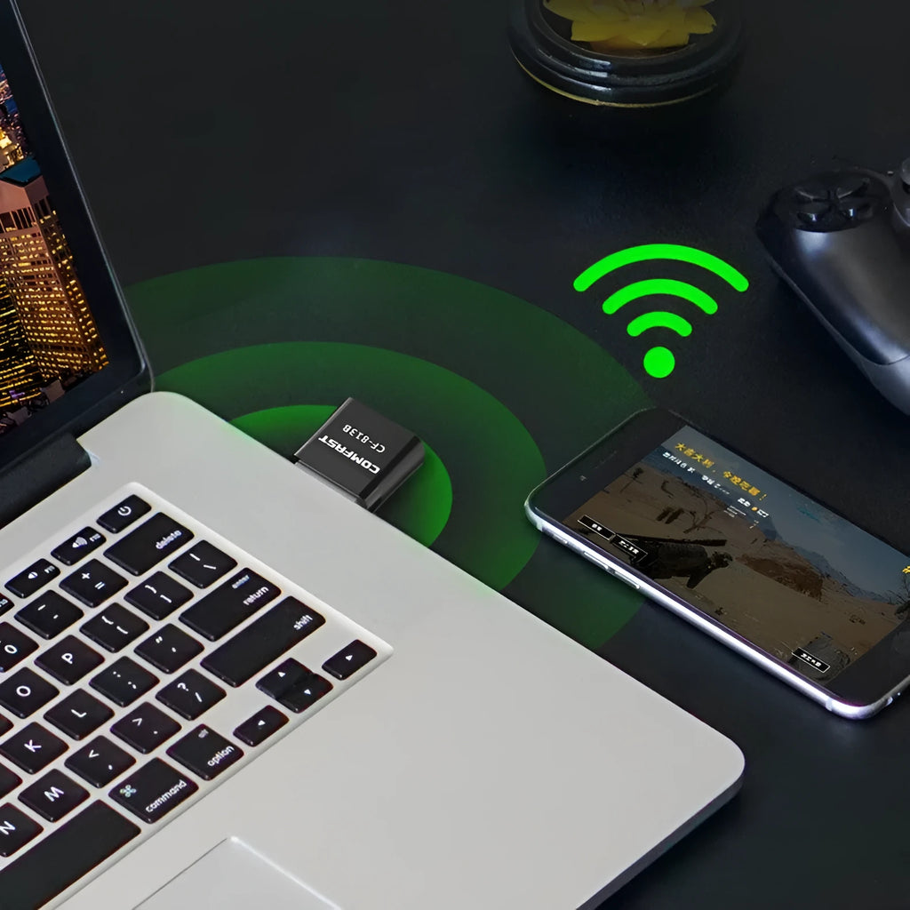 Black network card mini Bluetooth adapter with USB interface and nickel plated wolf tooth adapter