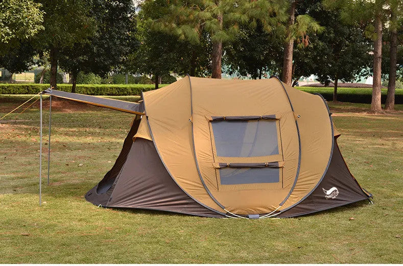 Automatic 3-4 person rainproof camping tent 200x280x120cm in khaki coffee or grass green