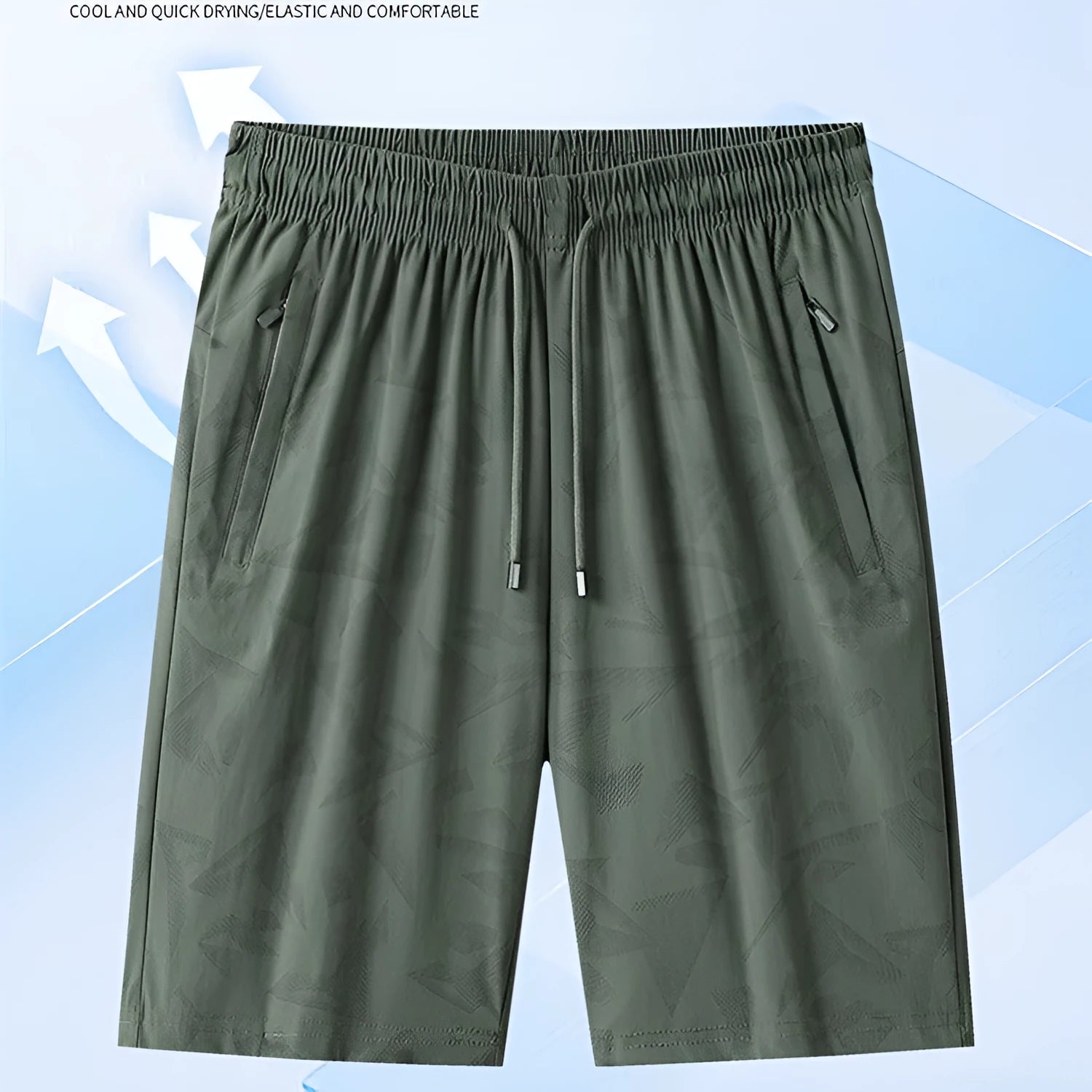 Men's knee-length camouflage exercise shorts in thin quick-dry nylon fabric