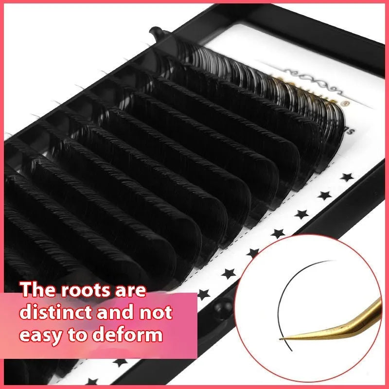 Pack of dense 16-row false eyelashes made from mink hair in various lengths from 8mm to 18mm.
