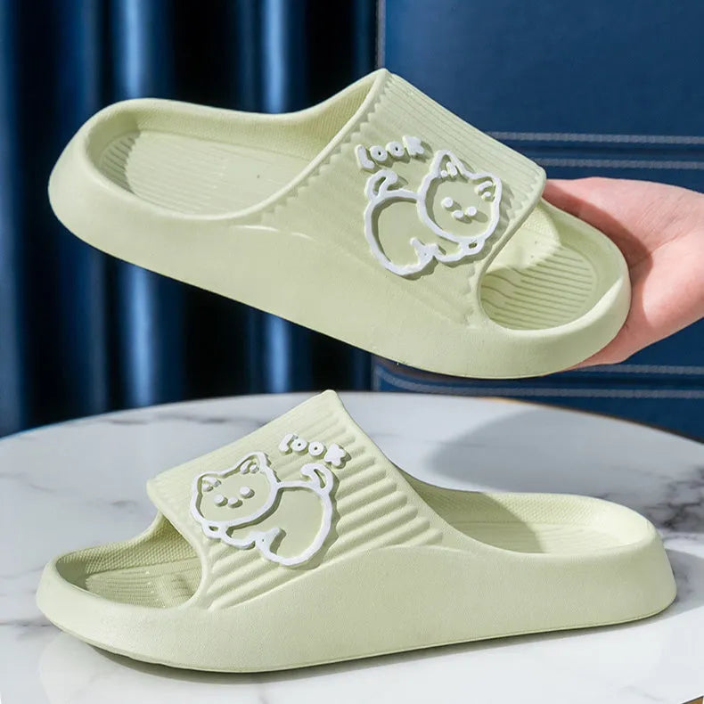 Women's cat slippers with thick EVA platform sole in multiple colour options