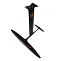 Black carbon fibre racing surf hydrofoil with aluminium alloy mast and 1051mm front wing