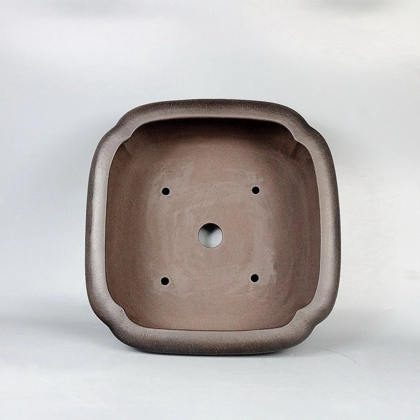 Handmade antique square purple sand ceramic bonsai pot, 41x41x18cm outer dimensions